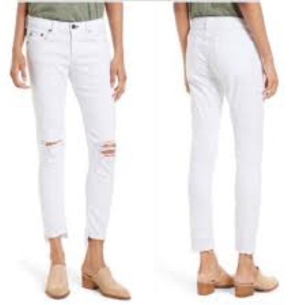 NWT rag & bone distressed white jeans